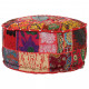 Pouf rond en coton fait à la main 40 x 20 cm rouge 