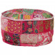 Pouf rond en coton en patchwork fait à la main 40 x 20 cm rose 