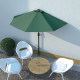 Parasol de balcon avec mât en aluminium vert 270x135 cm demi