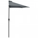 Parasol de balcon et mât en aluminium anthracite 270x135cm demi 