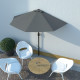 Parasol de balcon et mât en aluminium anthracite 270x135cm demi