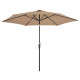 Parasol d'extérieur avec LED et mât en acier 300 cm Taupe