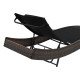 Transat chaise longue bain de soleil lit de jardin terrasse meuble d'extérieur avec oreiller résine tressée marron helloshop26 02_0012558 