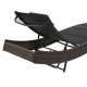 Transat chaise longue bain de soleil lit de jardin terrasse meuble d'extérieur résine tressée et textilène marron helloshop26 02_0012921 