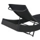 Transat chaise longue bain de soleil lit de jardin terrasse meuble d'extérieur résine tressée et textilène noir helloshop26 02_0012922 