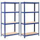 Lot de 2 étagères de rangement charge lourde robuste atelier garage outils 80 x 40 x 160 cm acier et mdf bleu 