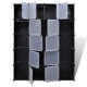 Armoire modulaire 14 compartiments noir et blanc 37x146x180,5cm 