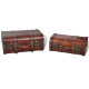 Coffre de rangement vintage bois marron 2 pcs 