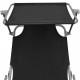 Vidaxl chaise longue pliable avec auvent noir 189 x 58 x 27 cm 