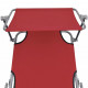 Vidaxl chaise longue pliable avec auvent rouge 189 x 58 x 27 cm 