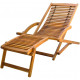 Transat chaise longue bain de soleil lit de jardin terrasse meuble d'extérieur avec repose-pied bois d'acacia solide helloshop26 02_0012568