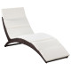 Transat chaise longue bain de soleil lit de jardin terrasse meuble d'extérieur pliable avec coussin résine tressée marron helloshop26 02_0012857