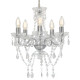 Lustre avec perles de cristal argenté rond 5 x e14