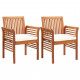 Chaises à dîner de jardin et coussins 2pcs bois d'acacia massif