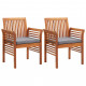 Chaises à dîner de jardin et coussins 2pcs bois d'acacia massif