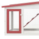 Clapier cage large d'extérieur 204 x 45 x 85 cm bois rouge et blanc  02_0000609 