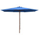Parasol d'extérieur avec mât en bois 350 cm bleu helloshop26 02_0008252
