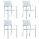 Chaises de jardin 4 pcs blanc plastique aspect de rotin