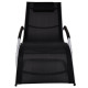 Transat chaise longue bain de soleil lit de jardin terrasse avec oreiller aluminium et textilène - Couleur au choix Noir