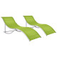 Lot de deux chaises longues pliables textilène vert helloshop26 02_0011954