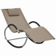 Transat chaise longue bain de soleil lit de jardin terrasse meuble d'extérieur avec oreiller taupe textilène helloshop26 02_0012561