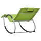 Transat chaise longue bain de soleil lit de jardin terrasse meuble d'extérieur avec oreiller vert textilène helloshop26 02_0012566 