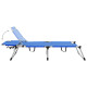 Transat chaise longue bain de soleil lit de jardin terrasse meuble d'extérieur pliable extra haute pour seniors aluminium bleu helloshop26 02_0012872 