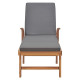 Transat chaise longue bain de soleil lit de jardin terrasse meuble d'extérieur avec coussin bois de teck solide gris foncé helloshop26 02_0012430 