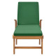 Transat chaise longue bain de soleil lit de jardin terrasse meuble d'extérieur avec coussin bois de teck solide vert helloshop26 02_0012432 