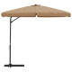 Parasol d'extérieur avec mât en acier 300 cm taupe helloshop26 02_0008193