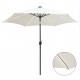 Parasol avec LED et mât en aluminium 300 cm Blanc sable