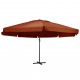 Parasol d'extérieur avec mât en aluminium 600 cm Terre cuite