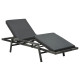 Transat chaise longue bain de soleil lit de jardin terrasse meuble d'extérieur avec coussin résine tressée gris helloshop26 02_0012509