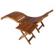 Transat chaise longue bain de soleil lit de jardin terrasse meuble d'extérieur avec table bois d'acacia massif marron helloshop26 02_0012602 