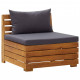 Canapé central sectionnel 1 pc et coussins bois d'acacia massif