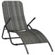 Transat chaise longue bain de soleil lit de jardin terrasse meuble d'extérieur pliable résine tressée gris helloshop26 02_0012885