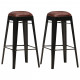 Tabourets de bar 2 pcs noir cuir véritable