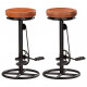 Tabourets de bar 2 pcs noir et marron cuir véritable de chèvre