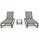 Chaises longues 2 pcs avec table textilène et aluminium 