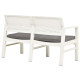 Banc de jardin meuble de patio d'extérieur terrasse à 2 places et coussins 120 cm plastique blanc helloshop26 02_0011782 