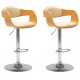 Chaises de bar 2 pcs crème bois courbé et similicuir 