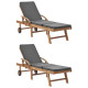 Lot de deux chaises longues 195 cm et coussins bois de teck solide gris foncé helloshop26 02_0011929