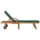 Lot de 2 transats chaise longue bain de soleil lit de jardin terrasse meuble d'extérieur avec coussins bois de teck solide vert helloshop26 02_0012156 