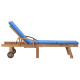 Lot de 2 transats chaise longue bain de soleil lit de jardin terrasse meuble d'extérieur avec coussins bois de teck solide bleu helloshop26 02_0012153 