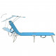 Chaise longue pliable avec auvent bleu aluminium 