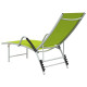 Transat chaise longue bain de soleil d'extérieur textilène et aluminium - Couleur au choix 