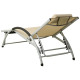 Transat chaise longue bain de soleil lit de jardin terrasse meuble d'extérieur avec oreiller textilène crème helloshop26 02_0012562 