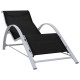 Lot de 2 transats chaise longue bain de soleil lit de jardin terrasse meuble d'extérieur avec table aluminium noir helloshop26 02_0012074 