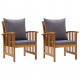 Chaises de jardin avec coussins 2 pcs bois d'acacia massif