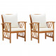 Chaises de jardin avec coussins 2 pcs bois d'acacia massif